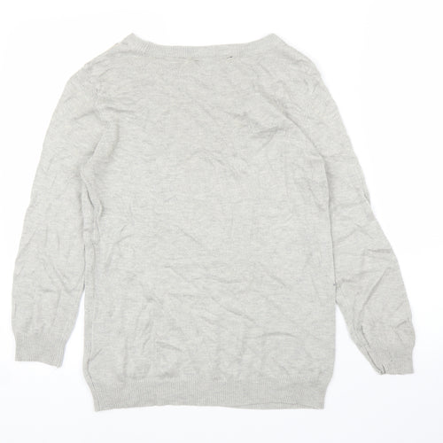 Dorothy Perkins Womens Grey Floral  Pullover Jumper Size 10