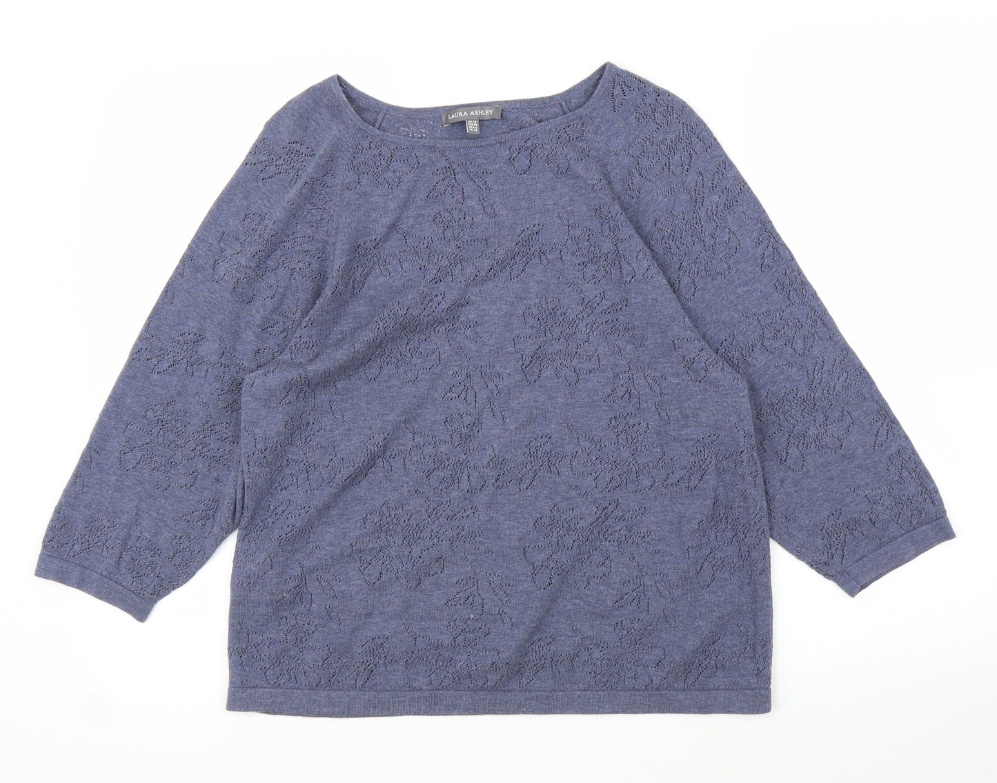 Laura Ashley Womens Blue Floral  Pullover Jumper Size 12