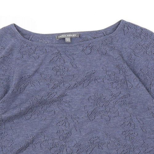 Laura Ashley Womens Blue Floral  Pullover Jumper Size 12