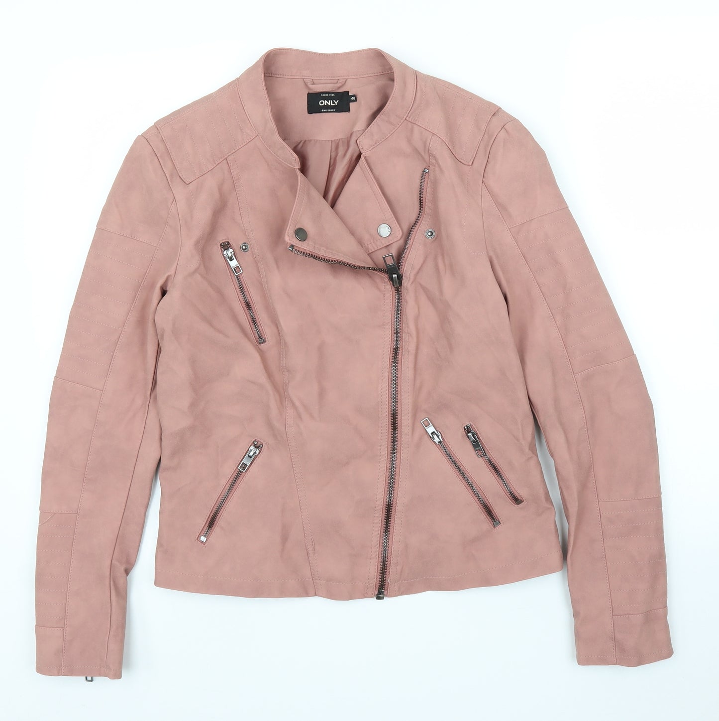 Only Womens Pink   Biker Coat Size 12  - Fake leather