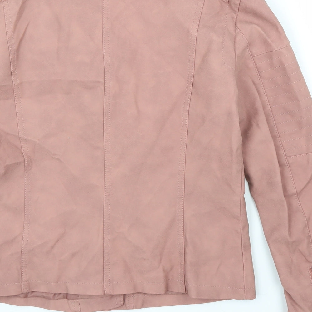 Only Womens Pink   Biker Coat Size 12  - Fake leather