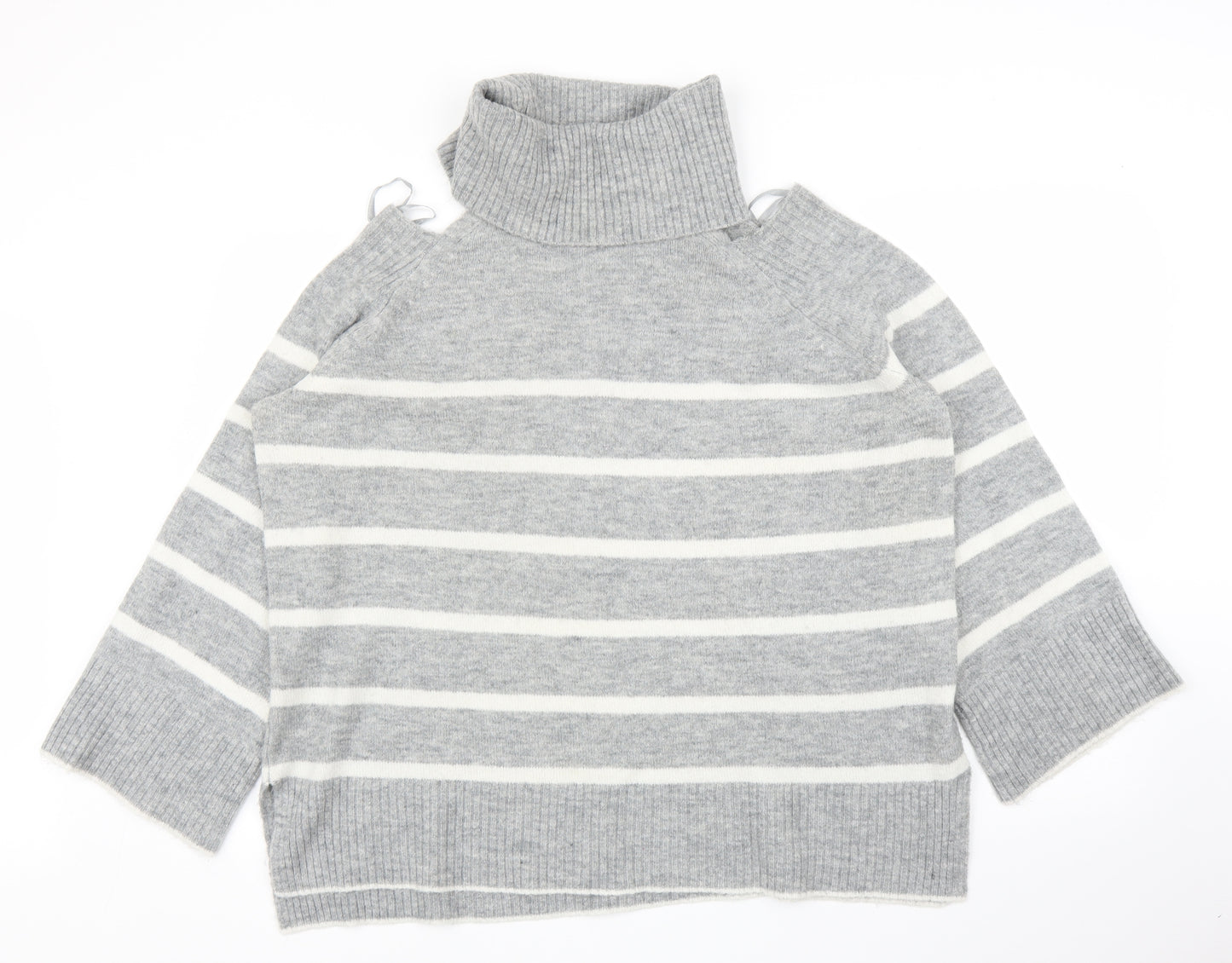 River Island Womens Grey Striped  Pullover Jumper Size 16