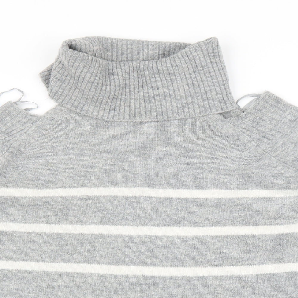 River Island Womens Grey Striped  Pullover Jumper Size 16