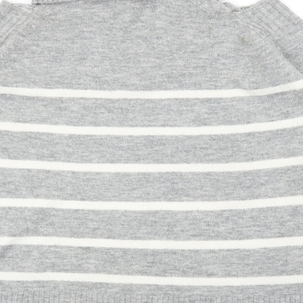 River Island Womens Grey Striped  Pullover Jumper Size 16