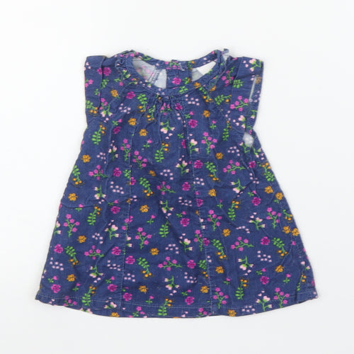 Baby Club Girls Blue Floral Corduroy A-Line  Size 0-3 Months