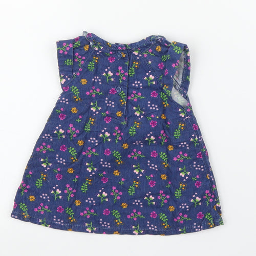 Baby Club Girls Blue Floral Corduroy A-Line  Size 0-3 Months
