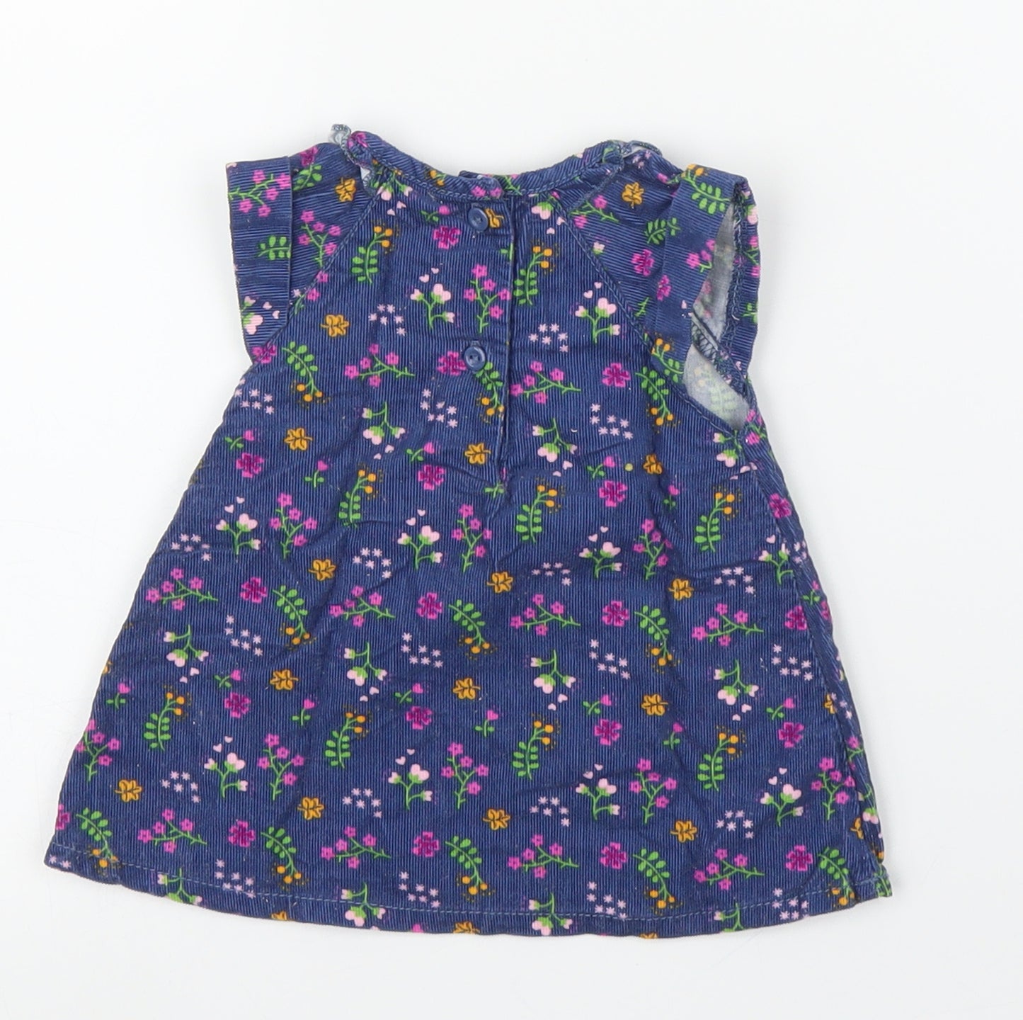 Baby Club Girls Blue Floral Corduroy A-Line  Size 0-3 Months