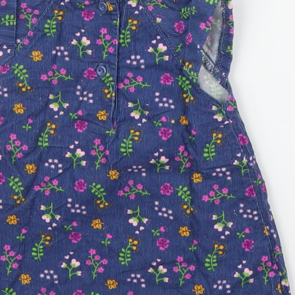 Baby Club Girls Blue Floral Corduroy A-Line  Size 0-3 Months