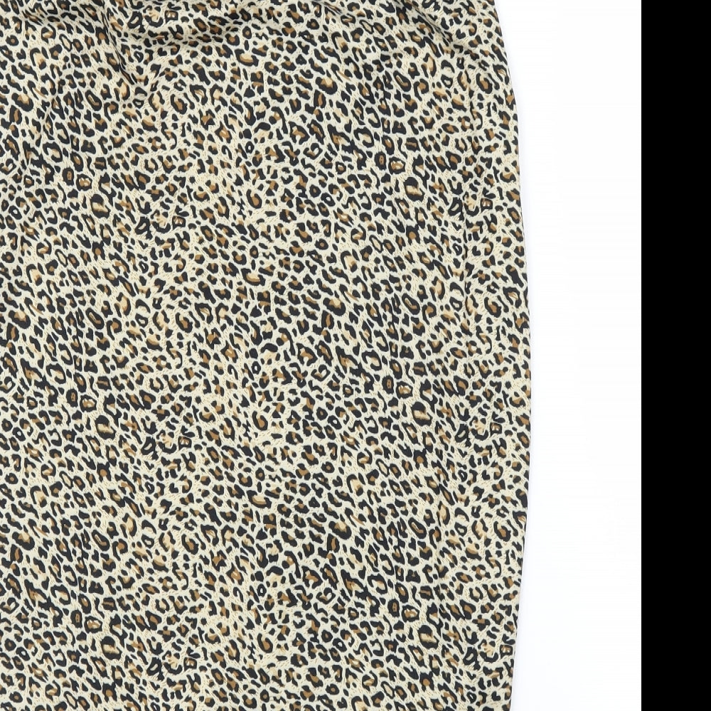 SheIn Womens Beige Animal Print  Basic Blouse Size M  - Leopard print