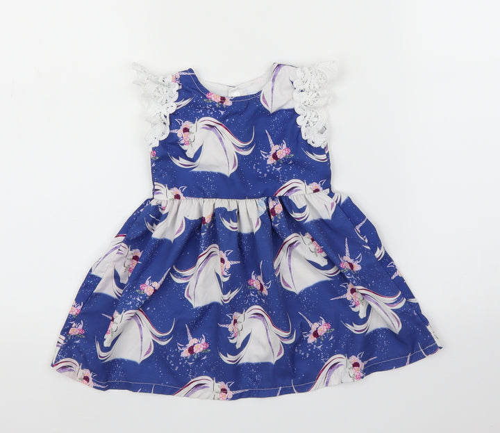 CANIS Girls Blue   A-Line  Size 12 Months  - Unicorn