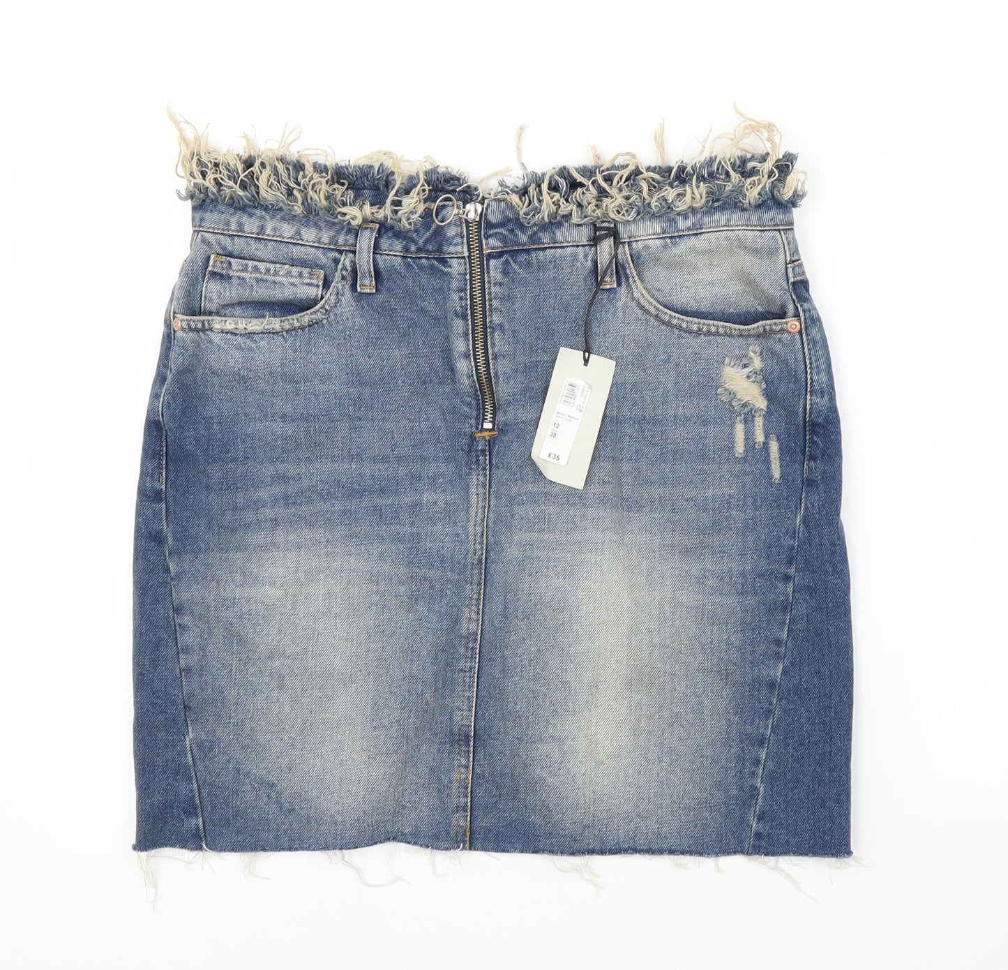 River Island Womens Blue  Denim A-Line Skirt Size 12