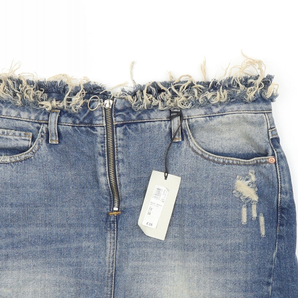 River Island Womens Blue  Denim A-Line Skirt Size 12