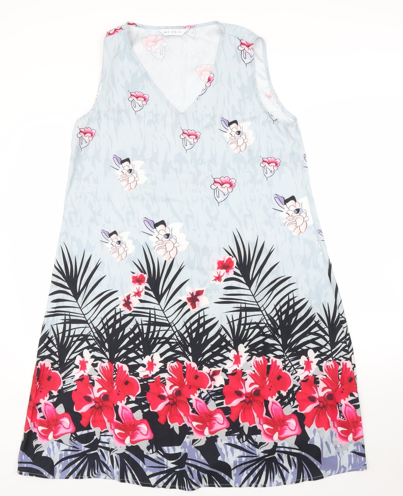 Preworn Womens Blue Floral  A-Line  Size M