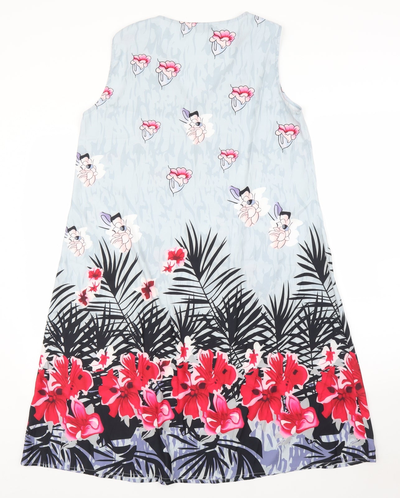 Preworn Womens Blue Floral  A-Line  Size M