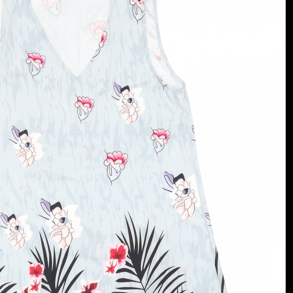 Preworn Womens Blue Floral  A-Line  Size M