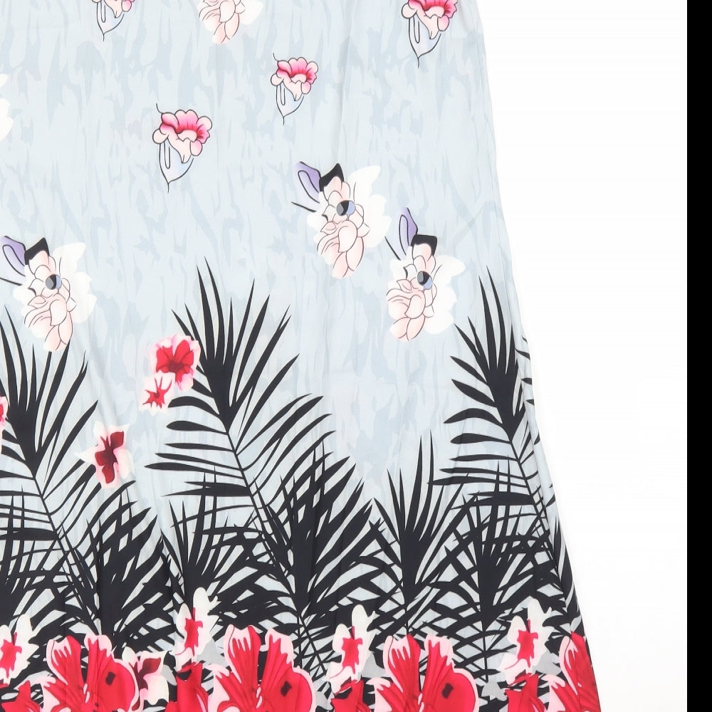 Preworn Womens Blue Floral  A-Line  Size M