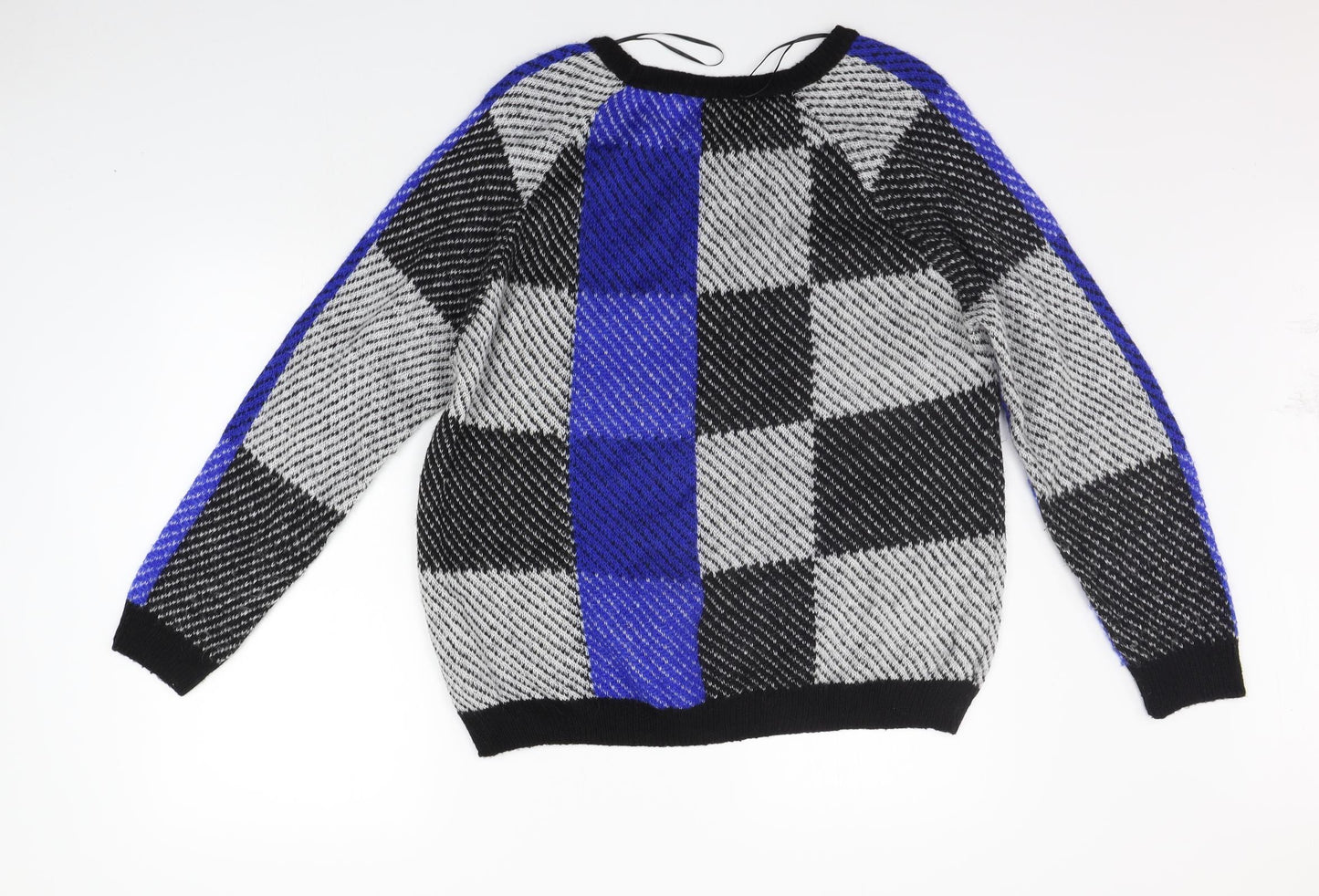 F&F Womens Blue Check  Pullover Jumper Size 16