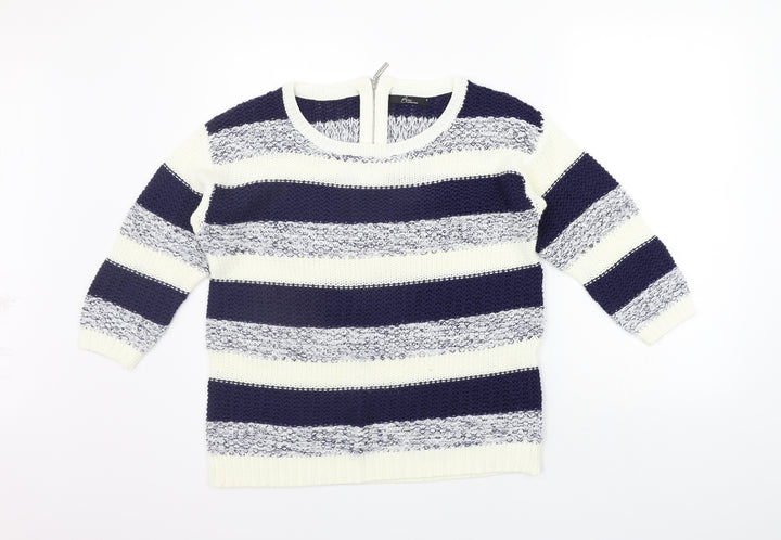 BM Womens Blue Striped  Pullover Jumper Size S