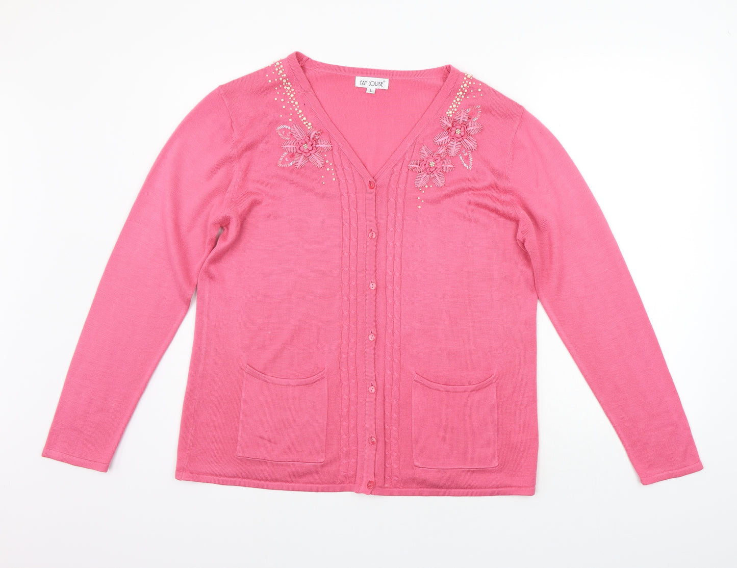 Fay Louise Womens Pink   Cardigan Jumper Size L