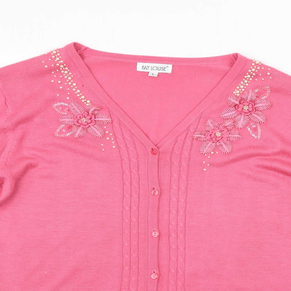 Fay Louise Womens Pink   Cardigan Jumper Size L