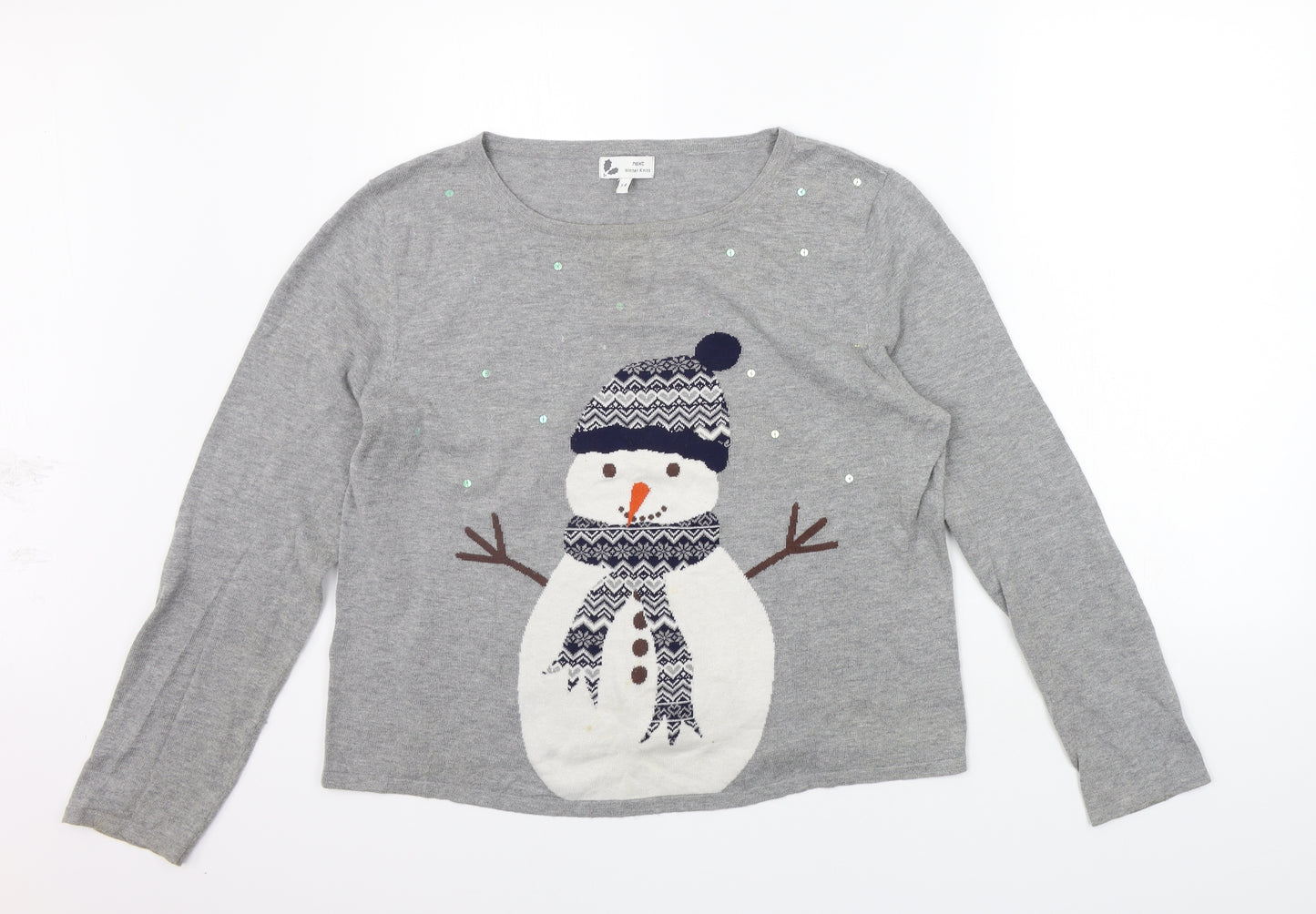 NEXT Womens Grey   Pullover Jumper Size 14  - Christams washable MARKS