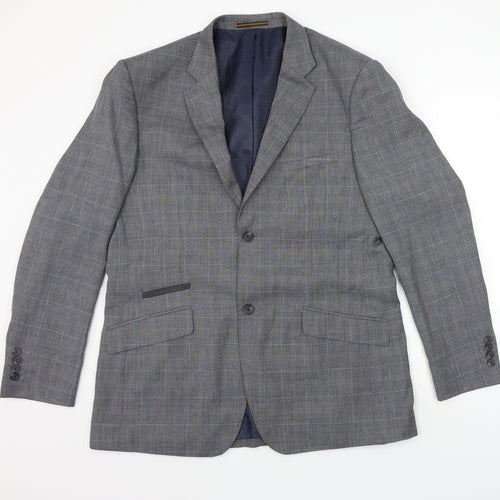 VOEUT Mens Grey Check  Jacket Suit Jacket Size S
