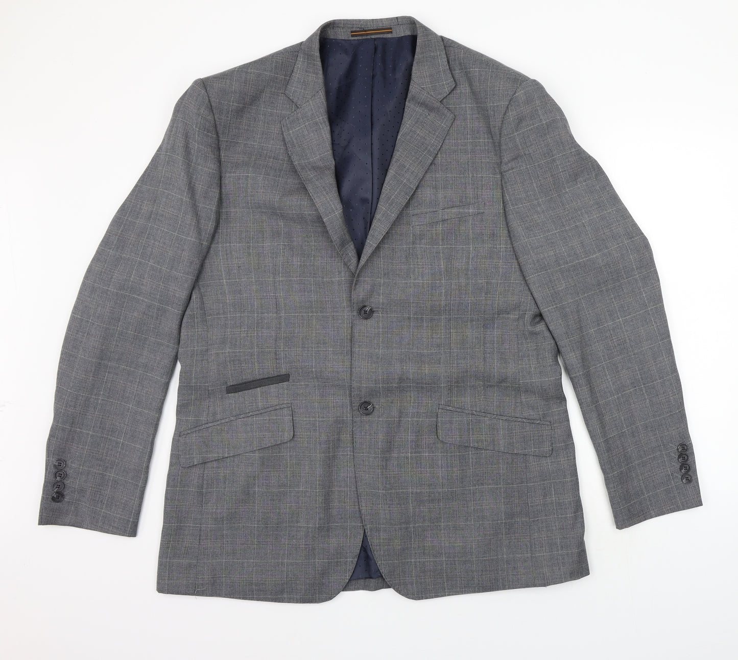 VOEUT Mens Grey Check  Jacket Suit Jacket Size S