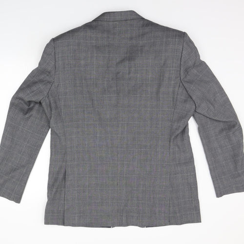VOEUT Mens Grey Check  Jacket Suit Jacket Size S