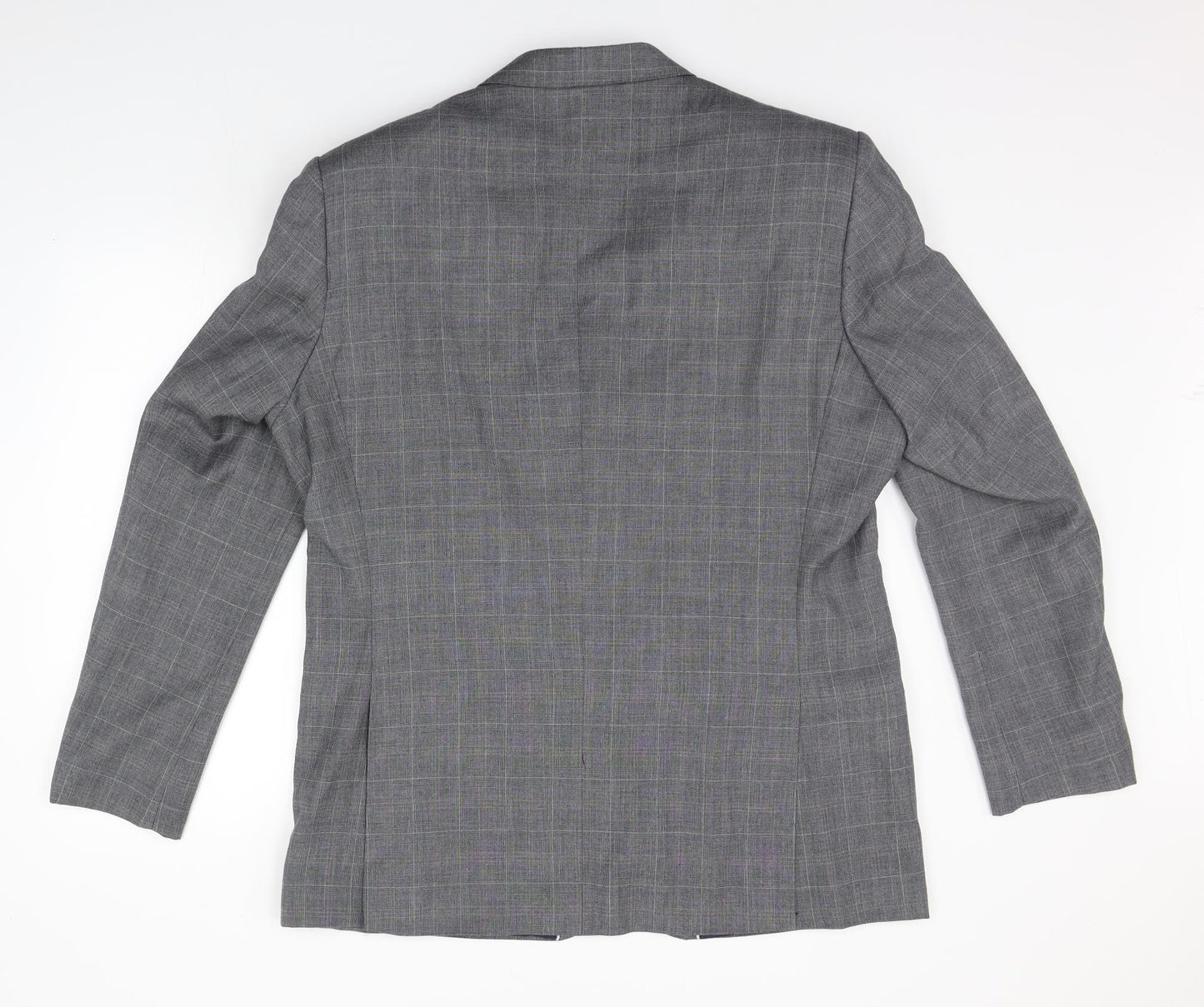 VOEUT Mens Grey Check  Jacket Suit Jacket Size S