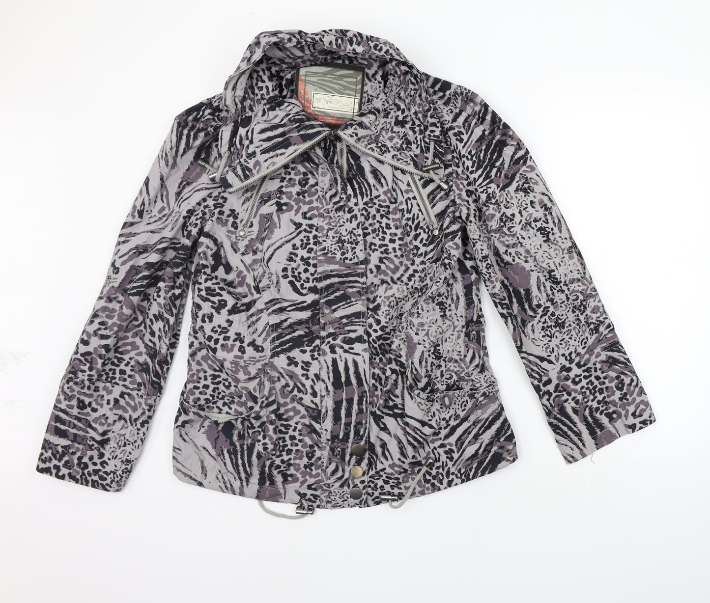 New Look Womens Grey Animal Print  Jacket Coat Size 12