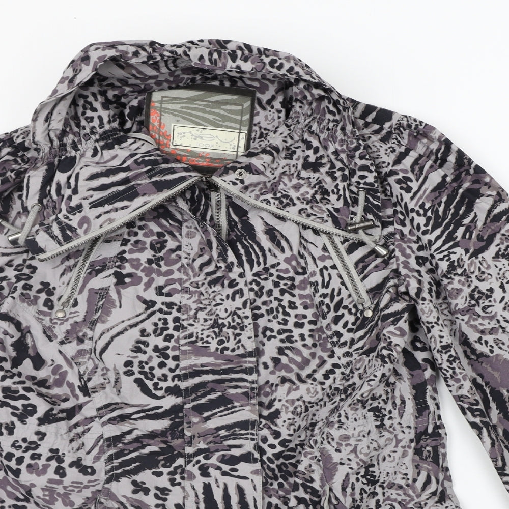 New Look Womens Grey Animal Print  Jacket Coat Size 12