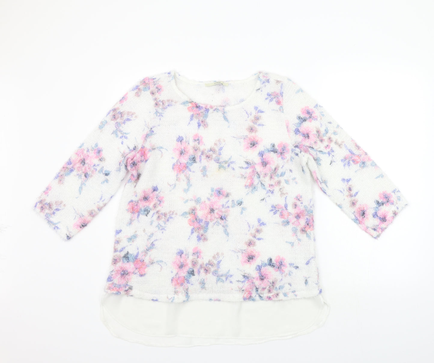 George Womens White Floral  Pullover Jumper Size 16