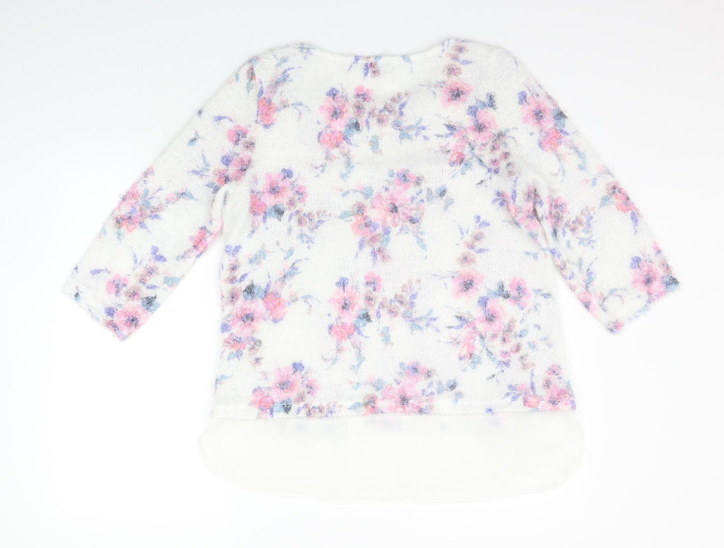 George Womens White Floral  Pullover Jumper Size 16