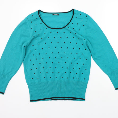 Roman Womens Green Polka Dot  Pullover Jumper Size 14