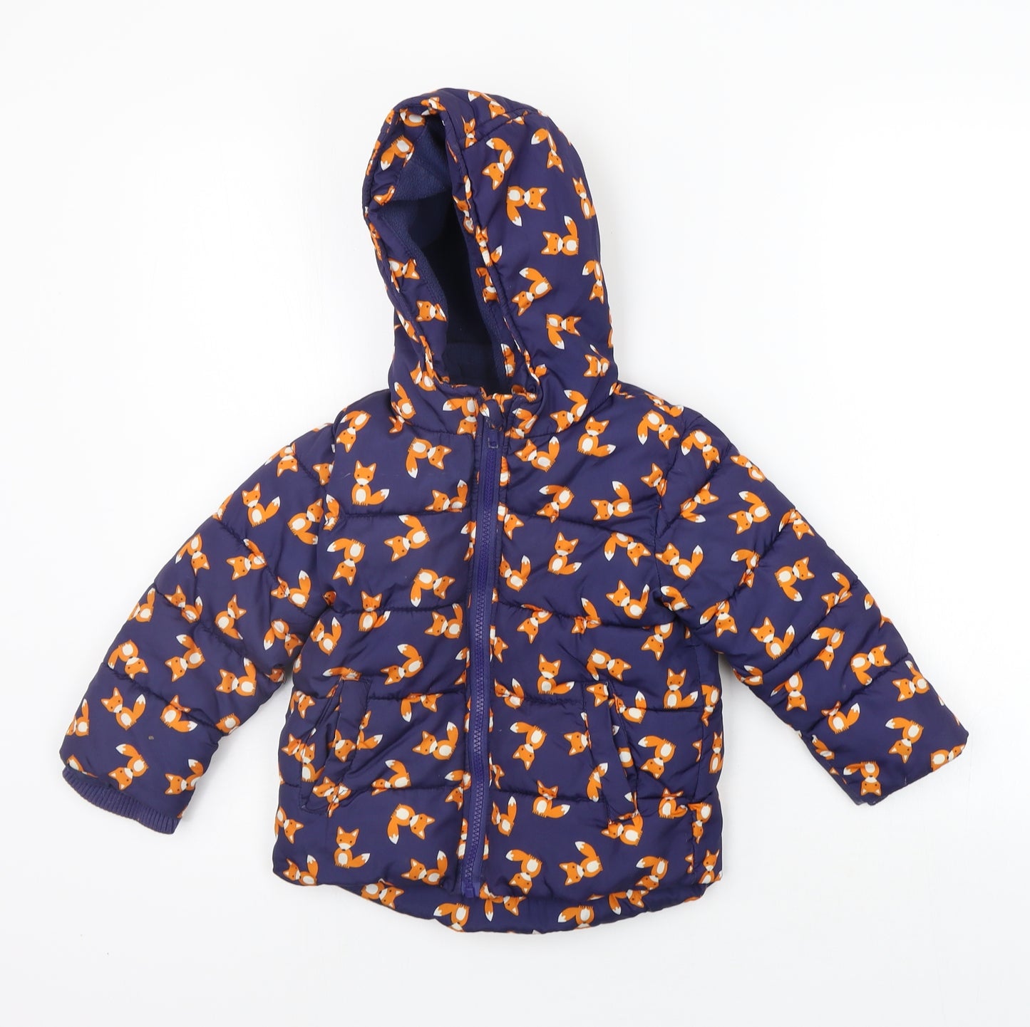 Primark Girls Blue Geometric  Jacket Coat Size 18-24 Months