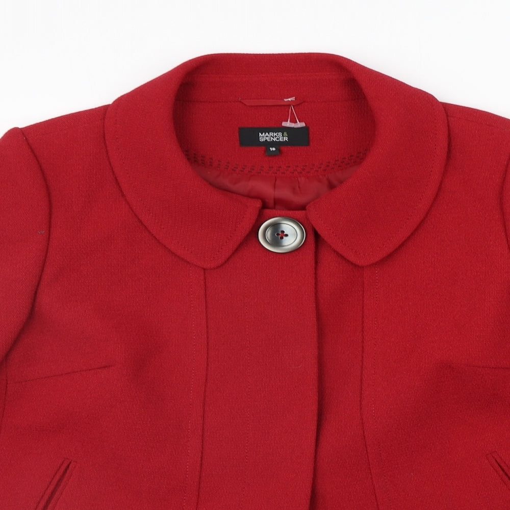 Marks and Spencer Womens Red   Jacket Coat Size 16