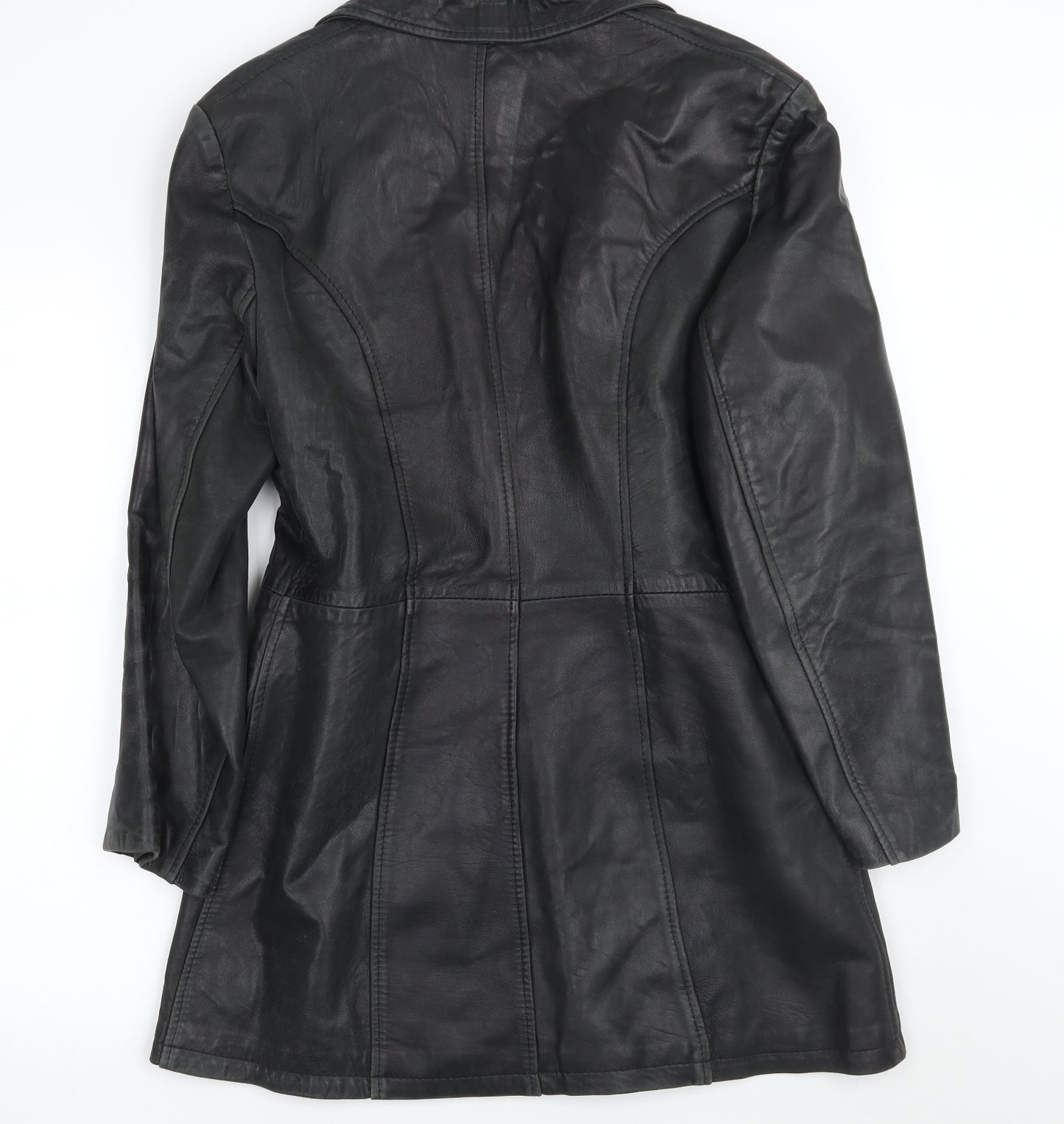 Real Leather Womens Black   Jacket Coat Size 12