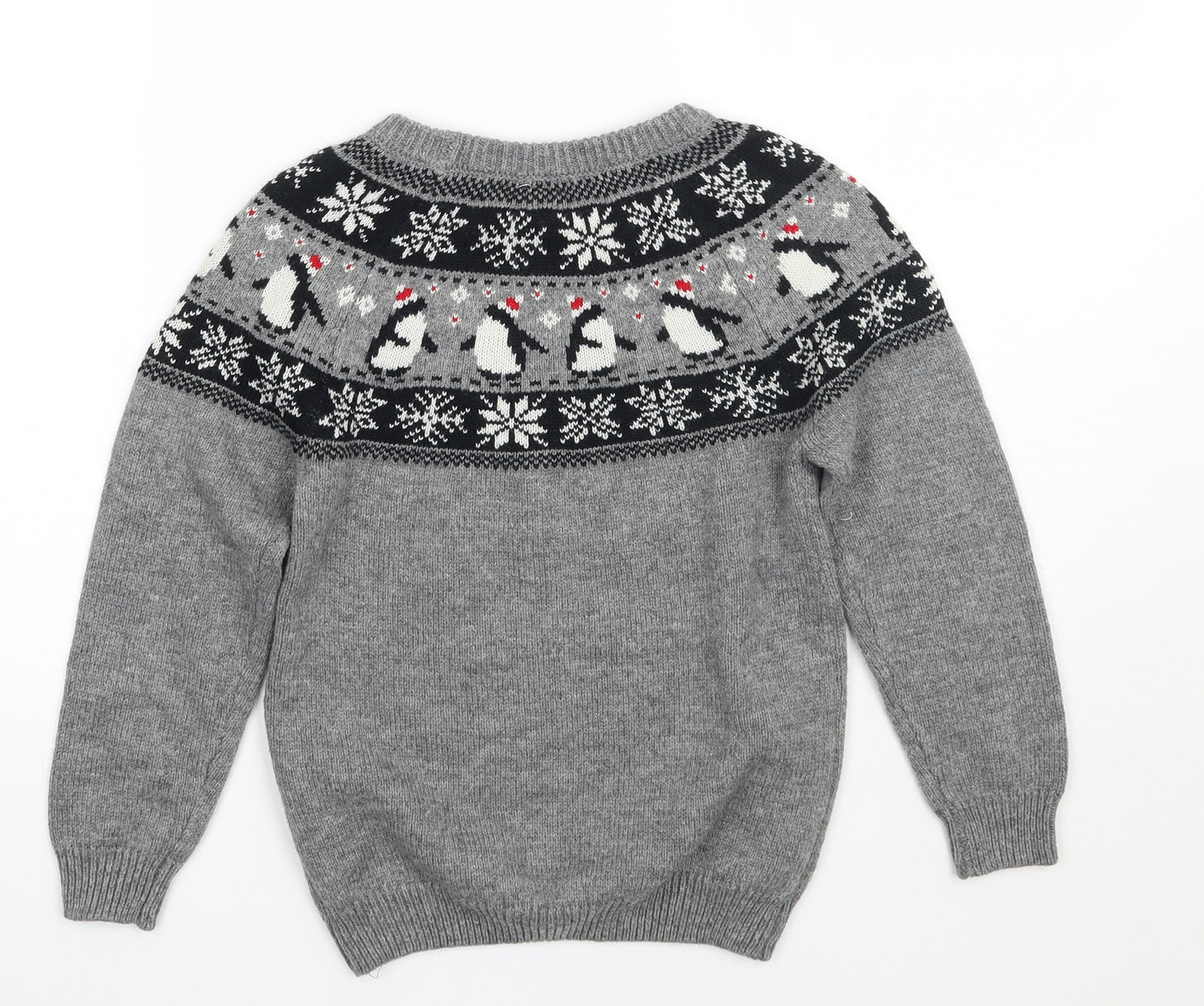 TU Boys Grey Geometric  Pullover Jumper Size 7 Years  - Christmas