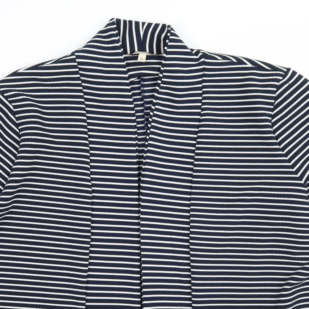 Papaya Womens Blue Striped  Jacket Blazer Size 16