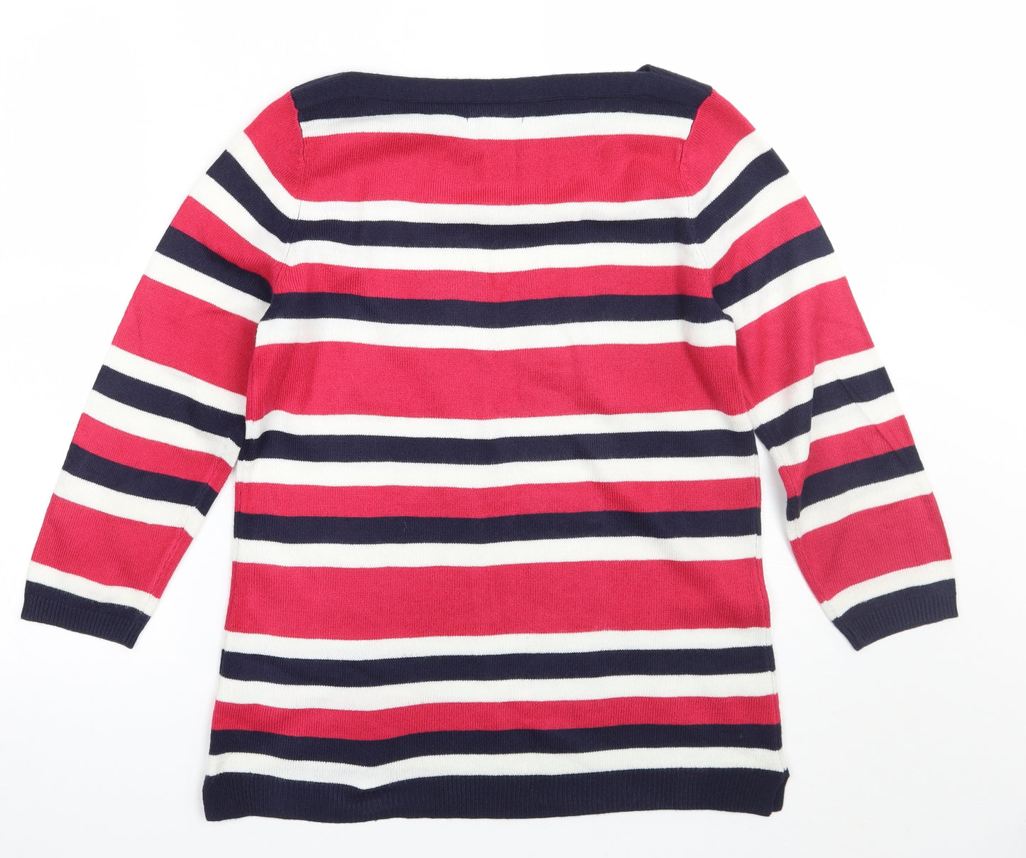 Papaya Womens Pink Striped  Henley Jumper Size 10