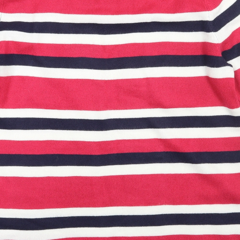 Papaya Womens Pink Striped  Henley Jumper Size 10