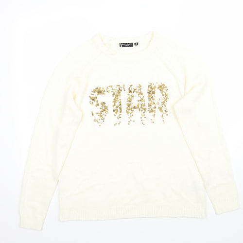 Brave Soul Womens White   Pullover Jumper Size 14