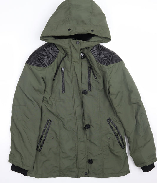 Front view of Forever 21 women’s green jacket coat, size L