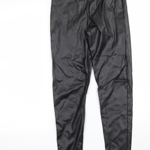 PRETTYLITTLETHING Womens Black  Ramie Capri Leggings Size 6 L27 in