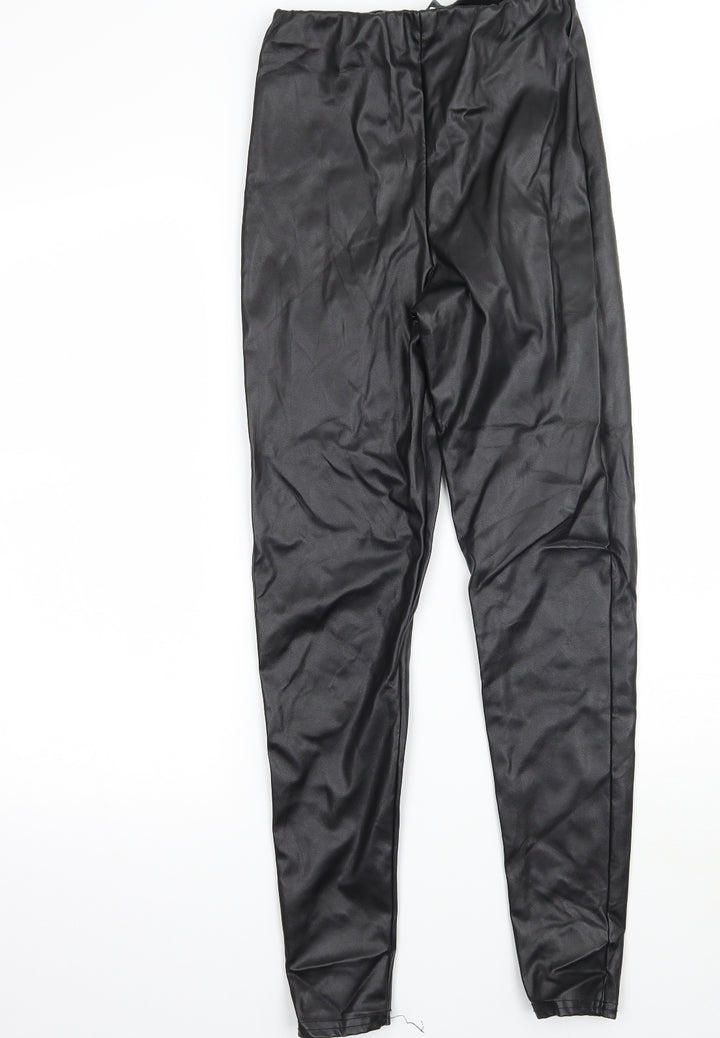 PRETTYLITTLETHING Womens Black  Ramie Capri Leggings Size 6 L27 in