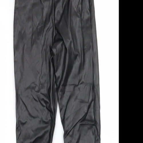 PRETTYLITTLETHING Womens Black  Ramie Capri Leggings Size 6 L27 in