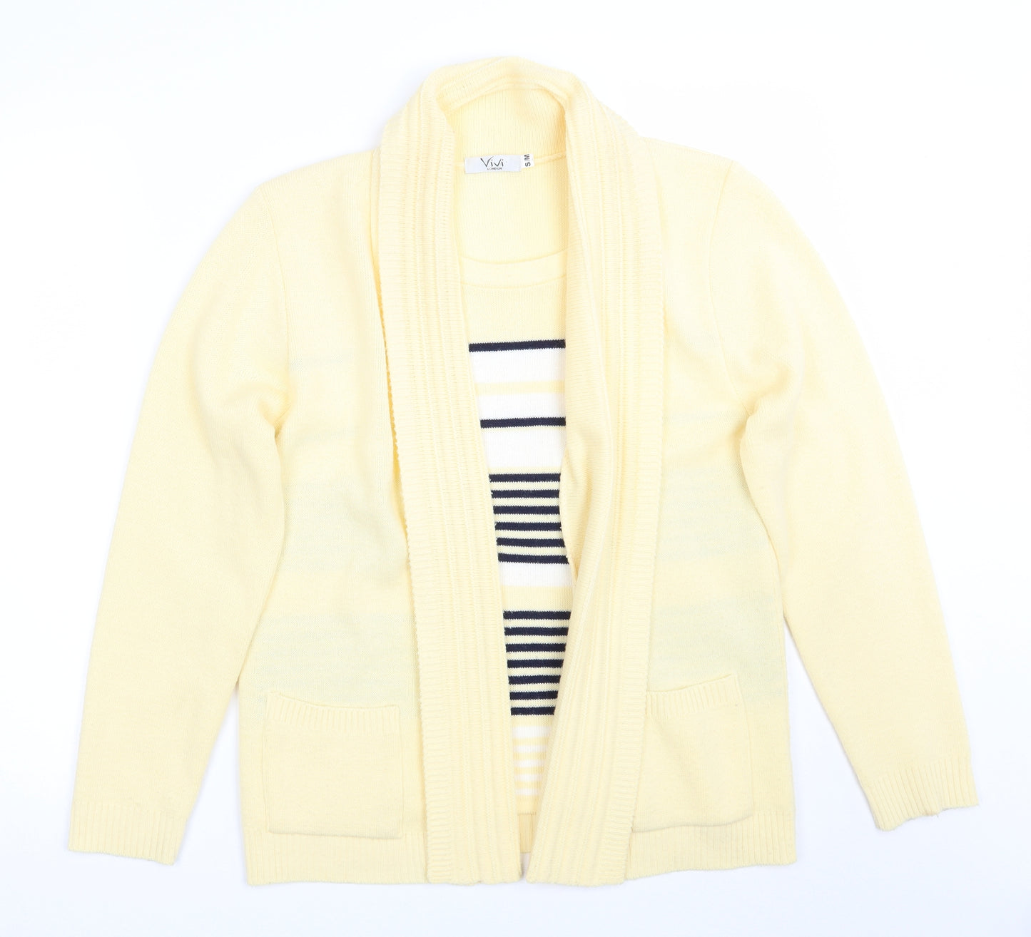 Vivi  Womens Yellow Striped  Pullover Jumper Size M