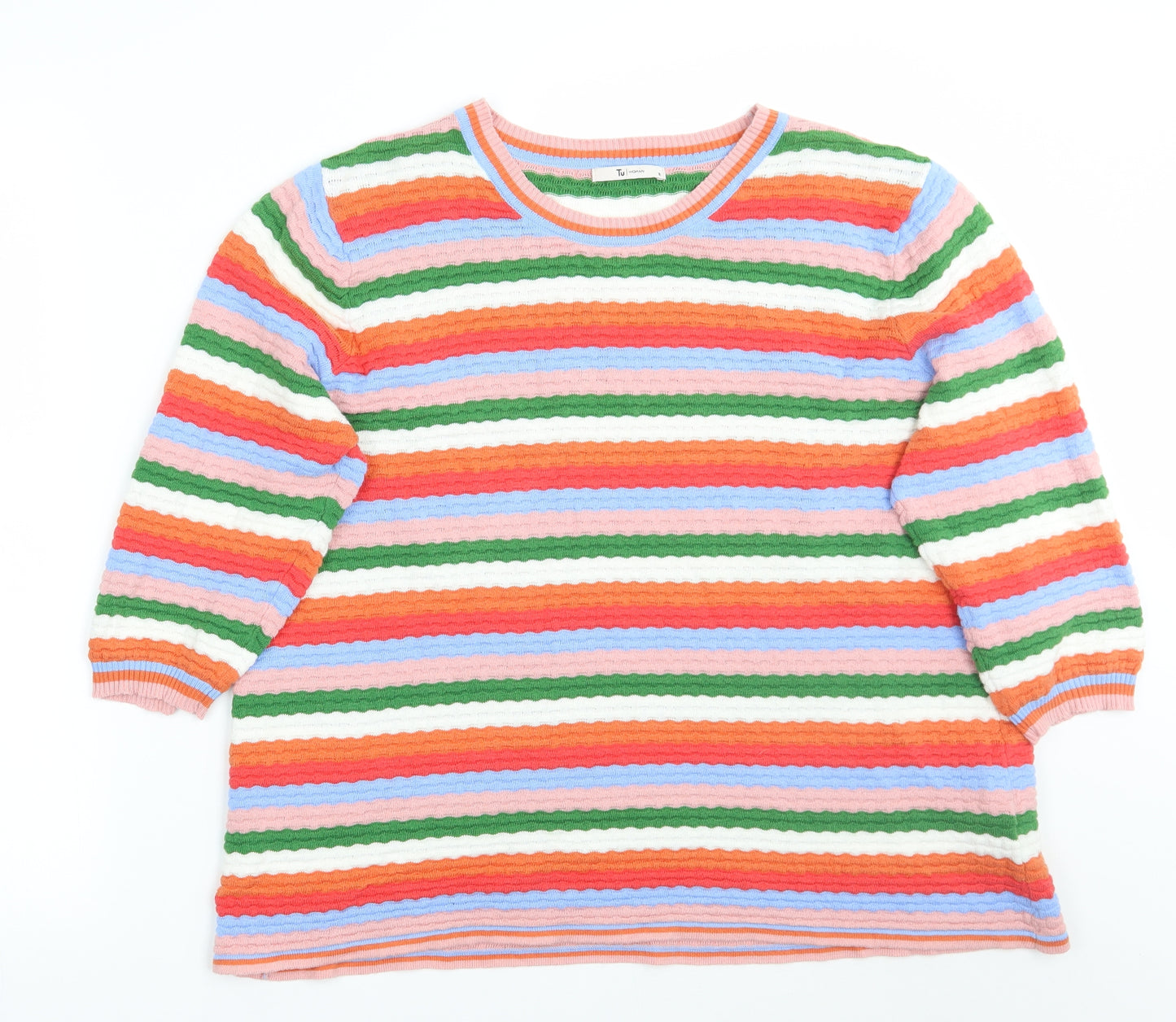 TU Womens Pink Striped  Pullover Jumper Size 10