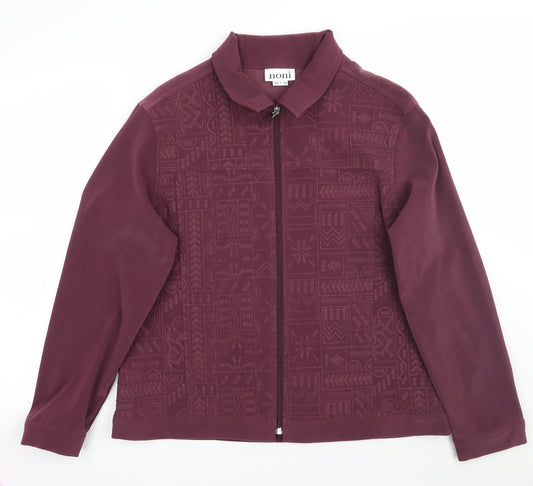 Front view of Noni women’s purple jacket coat, size UK 14