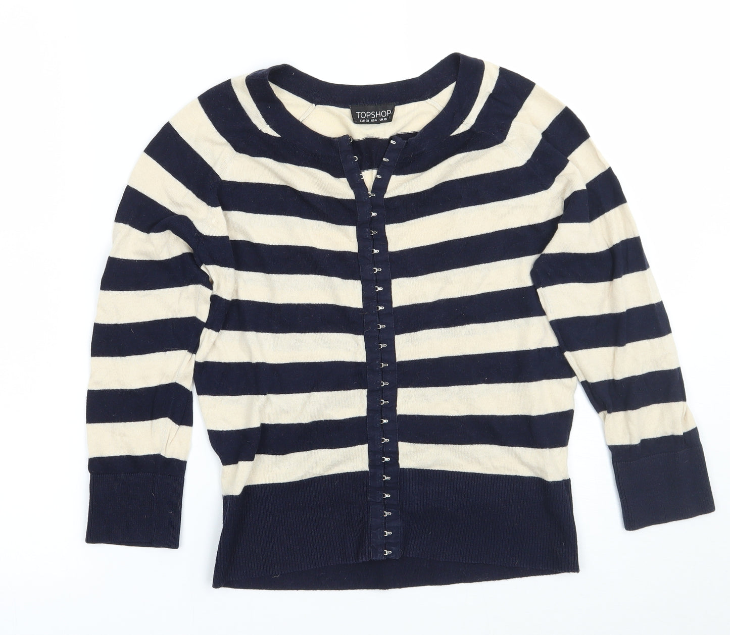 Topshop Womens Blue Striped  Basic Blouse Size 10
